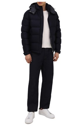 Мужская пуховая куртка montgenevre MONCLER темно-синего цвета, арт. G2-091-1A537-00-54272 | Фото 2 (Материал утеплителя: Пух и перо; Материал внешний: Шерсть; Материал подклада: Синтетический материал; Кросс-КТ: Куртка; Рукава: Длинные; Длина (верхняя одежда): Короткие; Мужское Кросс-КТ: пуховик-короткий; Стили: Кэжуэл)