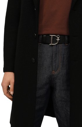 Мужской кожаный ремень DSQUARED2 черного цвета, арт. BEM0393 12900001 | Фото 2 (Случай: Повседневный; Материал: Натуральная кожа)