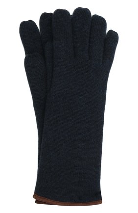 Мужские кашемировые перчатки SVEVO темно-синего цвета, арт. 0158USA21/MP01/2 | Фото 1 (Материал: Шерсть, Кашемир, Текстиль; Кросс-КТ: Трикотаж)