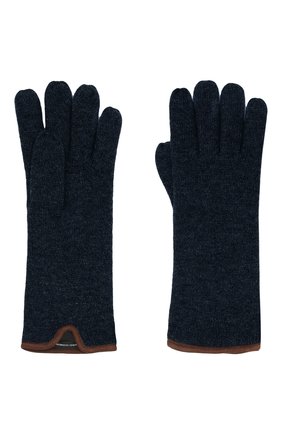 Мужские кашемировые перчатки SVEVO темно-синего цвета, арт. 0158USA21/MP01/2 | Фото 2 (Материал: Шерсть, Кашемир, Текстиль; Кросс-КТ: Трикотаж)