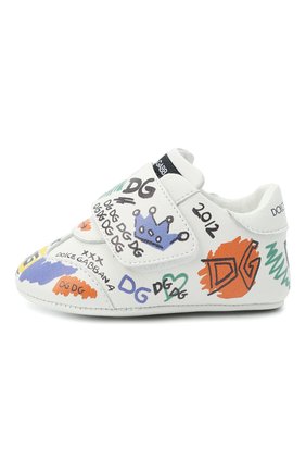 Детские кожаные кеды DOLCE & GABBANA белого цвета по цене 17250 руб., арт. DK0109/AQ458 | Фото 2 Детские кожаные кеды DOLCE & GABBANA белого цвета, арт. DK0109/AQ458 | Фото 2