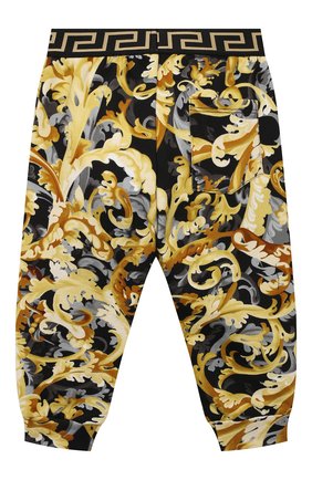 Детские хлопковые джоггеры VERSACE золотого цвета по цене 19050 руб., арт. 1000336/1A01344 | Фото 2 Детские хлопковые джоггеры VERSACE золотого цвета, арт. 1000336/1A01344 | Фото 2 (Материал внешний: Хлопок; Ростовка одежда: 12 мес | 80 см, 18 мес | 86 см, 24 мес | 92 см, 3 мес | 62 см, 36 мес | 98 см, 6 мес | 68 см, 9 мес | 74 см)