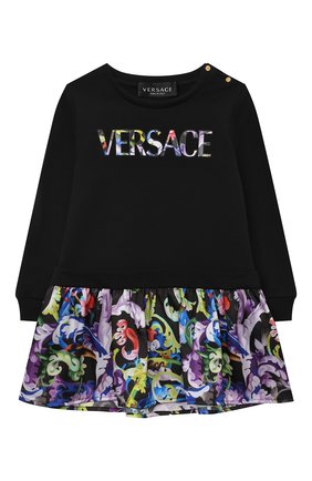 Женский хлопковое платье VERSACE черного цвета по цене 24200 руб., арт. 1000211/1A01331 | Фото 1 Женский хлопковое платье VERSACE черного цвета, арт. 1000211/1A01331 | Фото 1 (Материал внешний: Хлопок; Рукава: Длинные; Малыши: Малыши; Ростовка одежда: 12 мес | 80 см, 18 мес | 86 см, 24 мес | 92 см, 36 мес | 98 см, 9 мес | 74 см)