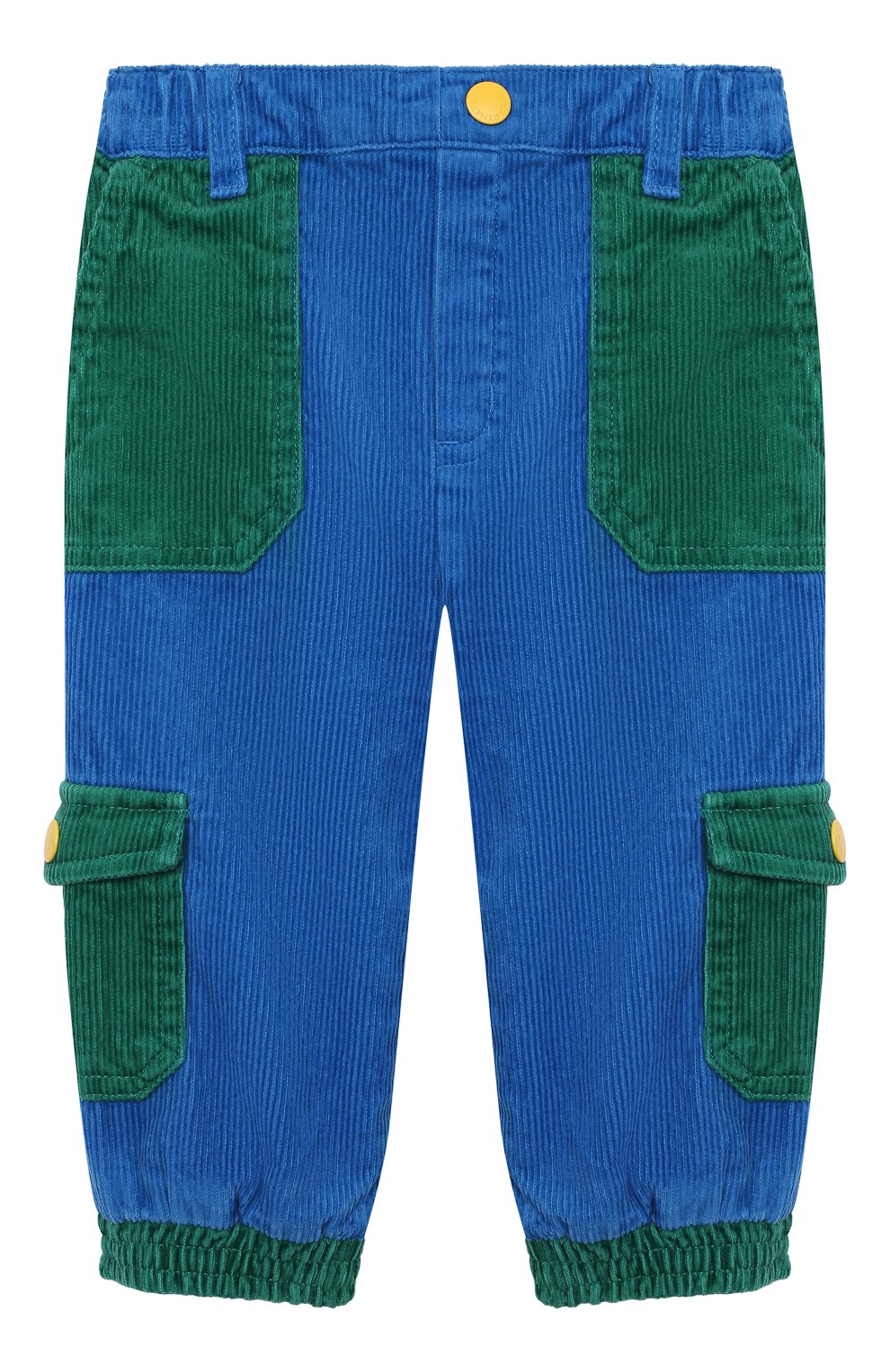Детские хлопковые брюки STELLA MCCARTNEY синего цвета, арт. 603356/SRK85 | Фото 1 (Материал внешний: Хлопок; Ростовка одежда: 9 мес | 74 см, 12 мес | 80 см, 18 мес | 86 см, 24 мес | 92 см, 6 мес | 68 см)