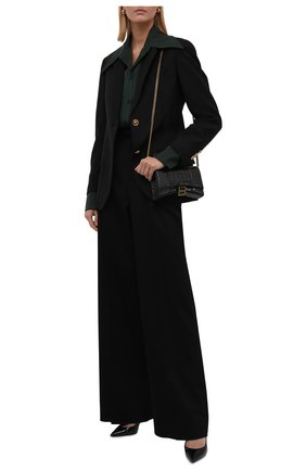 Женский шерстяной жакет VERSACE черного цвета по цене 209500 руб., арт. 1001268/1A01021 | Фото 2 Женский шерстяной жакет VERSACE черного цвета, арт. 1001268/1A01021 | Фото 2 (Материал подклада: Купро; Материал внешний: Шерсть; Рукава: Длинные; Длина (для топов): Стандартные; Стили: Гламурный; Случай: Формальный; Женское Кросс-КТ: Жакет-одежда; 1-2-бортные: Однобортные)