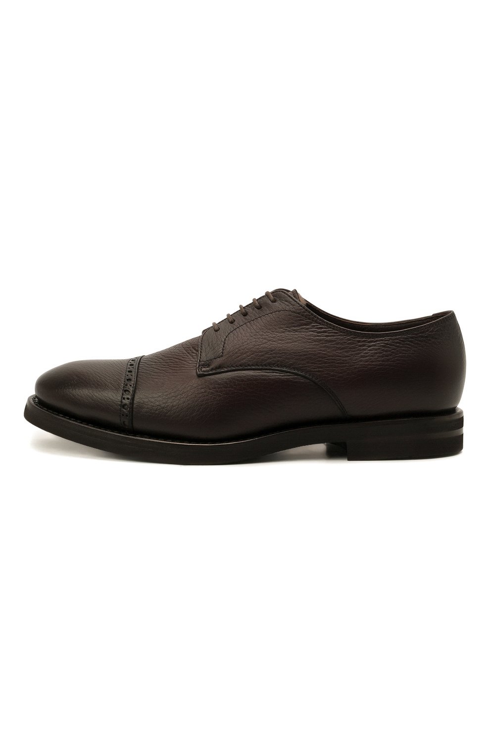 Мужские кожаные дерби H`D`S`N BARACCO темно-коричневого цвета, арт. 80222.M.0* | Фото 3 (Материал внешний: Кожа; Материал утеплителя: Натуральный мех; Мужское Кросс-КТ: Броги-обувь; Стили: Классический)