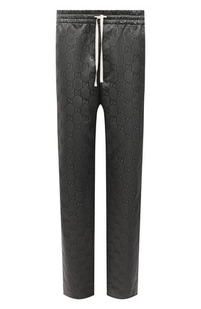 Мужские брюки GUCCI темно-серого цвета, арт. 656671/ZAEBN | Фото 1 (Длина (брюки, джинсы): Стандартные; Материал внешний: Синтетический материал; Случай: Повседневный; Стили: Ретро)