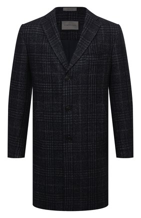 Мужской пальто из шерсти и шелка CORNELIANI темно-синего цвета по цене 134500 руб., арт. 881562-1812100/00 | Фото 1 Мужской пальто из шерсти и шелка CORNELIANI темно-синего цвета, арт. 881562-1812100/00 | Фото 1 (Рукава: Длинные; Материал подклада: Синтетический материал; Длина (верхняя одежда): До середины бедра; Материал внешний: Шерсть; Мужское Кросс-КТ: пальто-верхняя одежда; Стили: Классический)