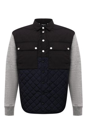Мужская комбинированная куртка-рубашка DSQUARED2 черного цвета, арт. S74DM0536/S49197 | Фото 1 (Рукава: Длинные; Материал внешний: Хлопок; Длина (верхняя одежда): Короткие; Материал подклада: Синтетический материал; Кросс-КТ: Куртка; Мужское Кросс-КТ: утепленные куртки; Стили: Спорт-шик)