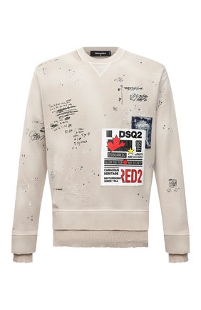 Мужской хлопковый свитшот DSQUARED2 бежевого цвета по цене 54750 руб., арт. S74GU0512/S25030 | Фото 1 Мужской хлопковый свитшот DSQUARED2 бежевого цвета, арт. S74GU0512/S25030 | Фото 1 (Материал внешний: Хлопок; Рукава: Длинные; Длина (для топов): Стандартные; Мужское Кросс-КТ: свитшот-одежда; Принт: С принтом; Стили: Гранж)