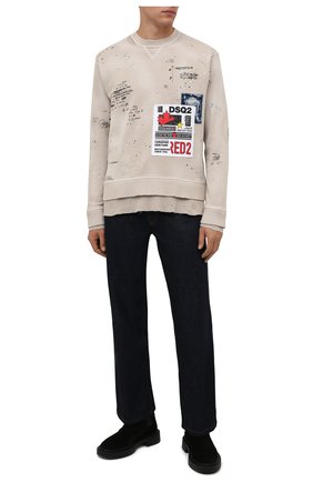 Мужской хлопковый свитшот DSQUARED2 бежевого цвета по цене 54750 руб., арт. S74GU0512/S25030 | Фото 2 Мужской хлопковый свитшот DSQUARED2 бежевого цвета, арт. S74GU0512/S25030 | Фото 2 (Материал внешний: Хлопок; Рукава: Длинные; Длина (для топов): Стандартные; Мужское Кросс-КТ: свитшот-одежда; Принт: С принтом; Стили: Гранж)