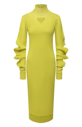 Женское шелковое платье BOTTEGA VENETA желтого цвета, арт. 664686/V0ZF0 | Фото 1 (Рукава: Длинные; Материал подклада: Вискоза; Материал внешний: Шелк; Стили: Гламурный; Кросс-КТ: Трикотаж; Женское Кросс-КТ: Платье-одежда; Случай: Повседневный; Длина Ж (юбки, платья, шорты): До колена)