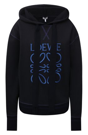 Женский хлопковое худи LOEWE темно-синего цвета по цене 65550 руб., арт. S359341XAQ | Фото 1 Женский хлопковое худи LOEWE темно-синего цвета, арт. S359341XAQ | Фото 1 (Материал внешний: Хлопок; Стили: Спорт-шик; Рукава: Длинные; Длина (для топов): Стандартные; Женское Кросс-КТ: Худи-одежда)