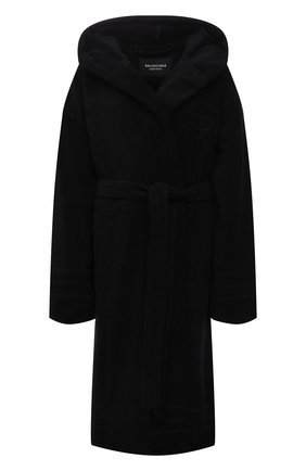 Женский хлопковый халат BALENCIAGA черного цвета по цене 71950 руб., арт. 662735/TKP25 | Фото 1 Женский хлопковый халат BALENCIAGA черного цвета, арт. 662735/TKP25 | Фото 1 (Материал внешний: Хлопок; Длина Ж (юбки, платья, шорты): Миди; Рукава: Длинные)