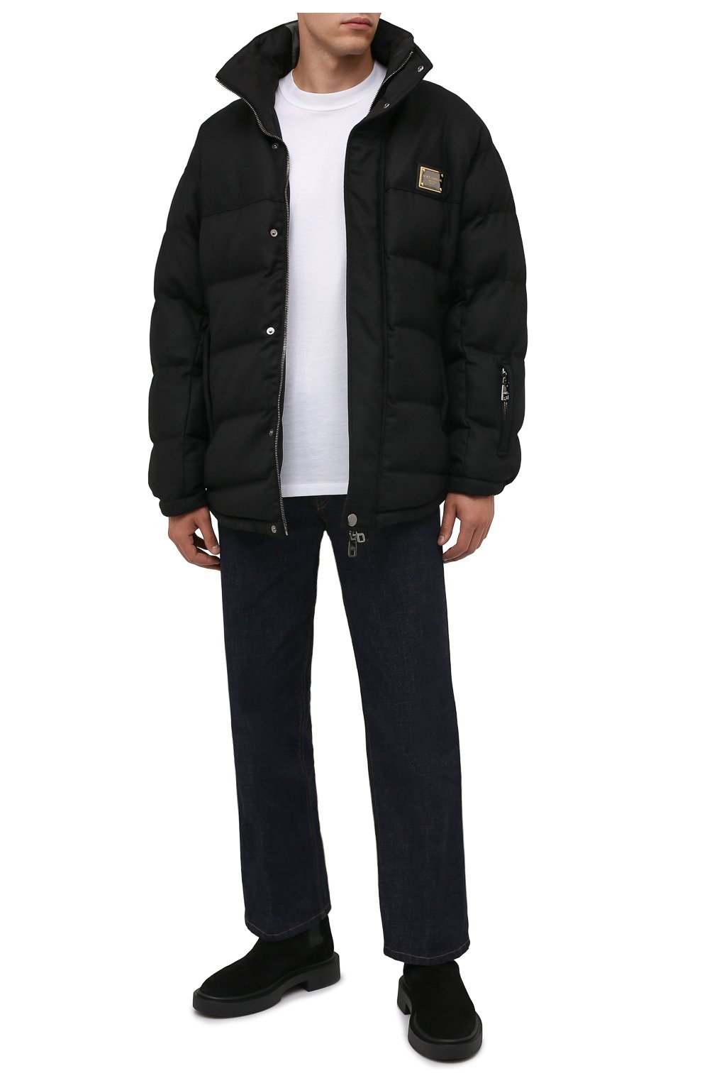 Мужская двусторонняя куртка DOLCE & GABBANA черного цвета, арт. G9UT7T/GEU24 | Фото 2 (Кросс-КТ: Куртка; Материал внешний: Шерсть; Рукава: Длинные; Длина (верхняя одежда): До середины бедра; Мужское Кросс-КТ: утепленные куртки; Материал подклада: Синтетический материал; Стили: Кэжуэл)