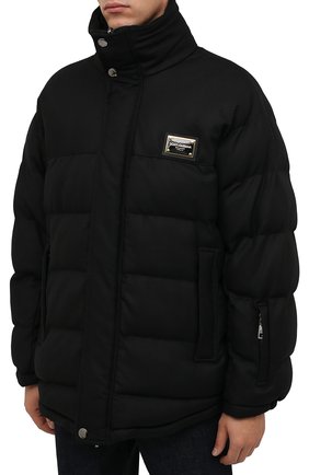 Мужская двусторонняя куртка DOLCE & GABBANA черного цвета, арт. G9UT7T/GEU24 | Фото 3 (Кросс-КТ: Куртка; Материал внешний: Шерсть; Рукава: Длинные; Длина (верхняя одежда): До середины бедра; Мужское Кросс-КТ: утепленные куртки; Материал подклада: Синтетический материал; Стили: Кэжуэл)