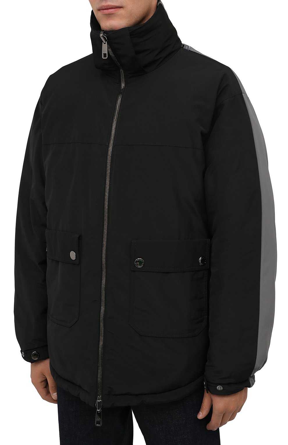Мужская двусторонняя куртка DOLCE & GABBANA черного цвета, арт. G9UT7T/GEU24 | Фото 6 (Кросс-КТ: Куртка; Материал внешний: Шерсть; Рукава: Длинные; Длина (верхняя одежда): До середины бедра; Мужское Кросс-КТ: утепленные куртки; Материал подклада: Синтетический материал; Стили: Кэжуэл)