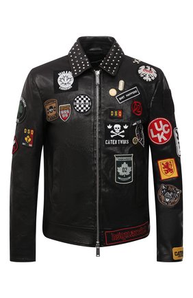Мужская кожаная куртка DSQUARED2 черного цвета по цене 189000 руб., арт. S74AM1212/SY1564 | Фото 1 Мужская кожаная куртка DSQUARED2 черного цвета, арт. S74AM1212/SY1564 | Фото 1 (Материал подклада: Хлопок; Длина (верхняя одежда): Короткие; Рукава: Длинные; Кросс-КТ: Куртка; Мужское Кросс-КТ: Кожа и замша; Стили: Панк; Материал внешний: Натуральная кожа)