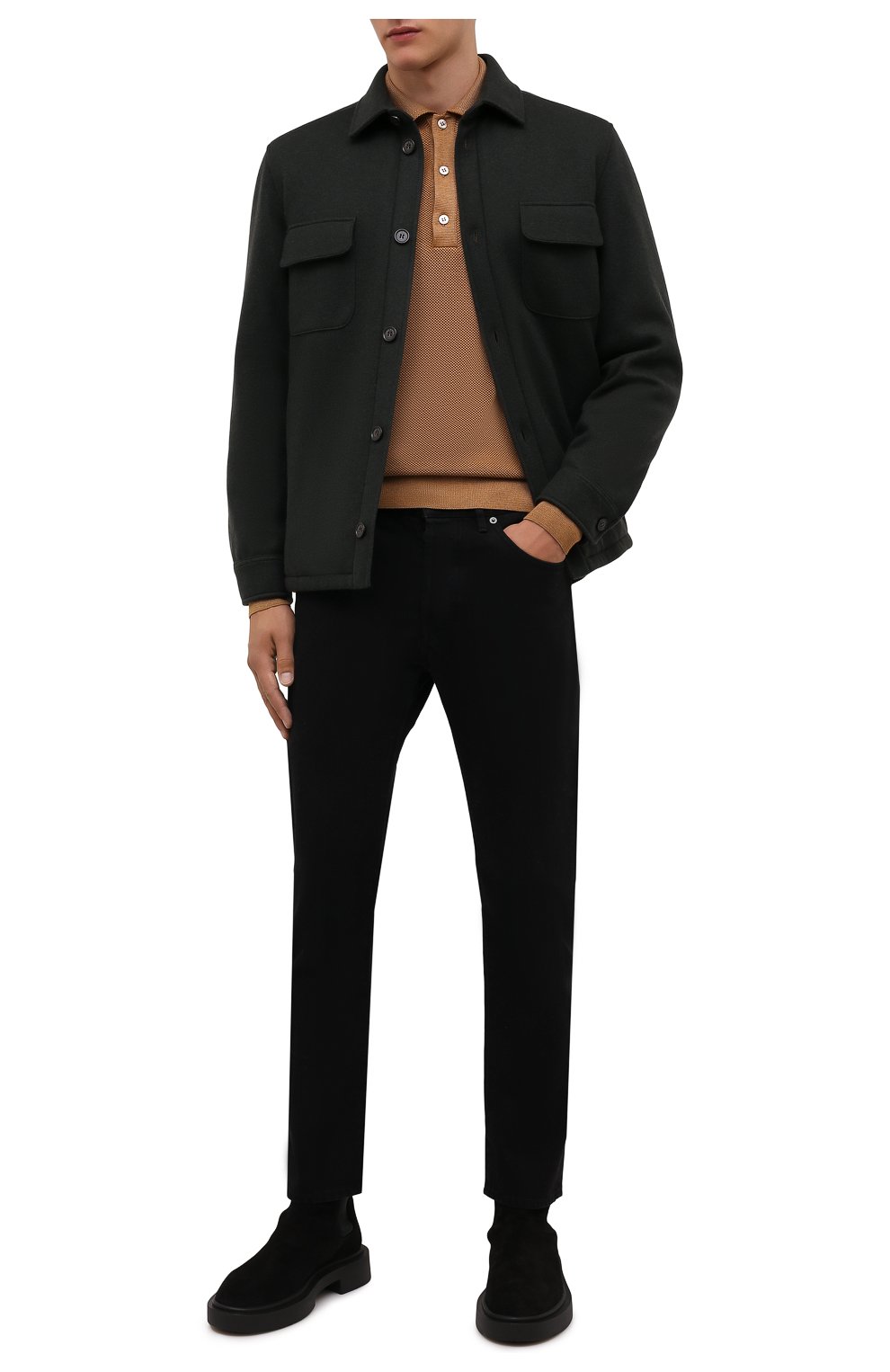 Мужская кашемировая куртка с меховой подкладкой LORO PIANA темно-зеленого цвета, арт. FAL2929 | Фото 2 (Кросс-КТ: Куртка; Мужское Кросс-КТ: шерсть и кашемир, утепленные куртки; Материал внешний: Шерсть, Кашемир; Рукава: Длинные; Длина (верхняя одежда): Короткие; Стили: Кэжуэл)
