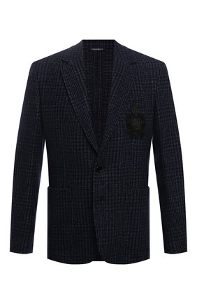 Мужской пиджак DOLCE & GABBANA темно-синего цвета по цене 239500 руб., арт. G2PT9Z/FC7AU | Фото 1 Мужской пиджак DOLCE & GABBANA темно-синего цвета, арт. G2PT9Z/FC7AU | Фото 1 (Материал подклада: Синтетический материал; Длина (для топов): Стандартные; Рукава: Длинные; Материал внешний: Шерсть; Пиджаки М: Приталенный; Случай: Коктейльный; Стили: Кэжуэл; 1-2-бортные: Однобортные)