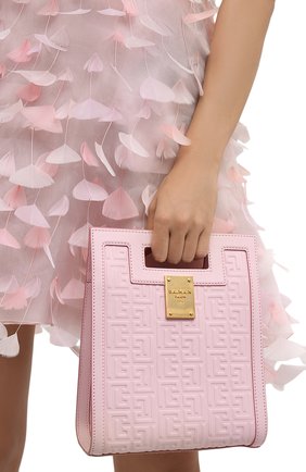 Женский сумка-тоут 1945 small BALMAIN светло-розового цвета, арт. WN1BK657/LESP | Фото 2 (Материал: Натуральная кожа; Сумки-технические: Сумки-шопперы; Размер: small; Ремень/цепочка: На ремешке)