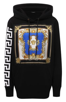 Женский хлопковое худи VERSACE черного цвета по цене 79950 руб., арт. 1001577/1A01174 | Фото 1 Женский хлопковое худи VERSACE черного цвета, арт. 1001577/1A01174 | Фото 1 (Рукава: Длинные; Материал внешний: Хлопок; Длина (для топов): Удлиненные; Стили: Спорт-шик; Женское Кросс-КТ: Худи-одежда)
