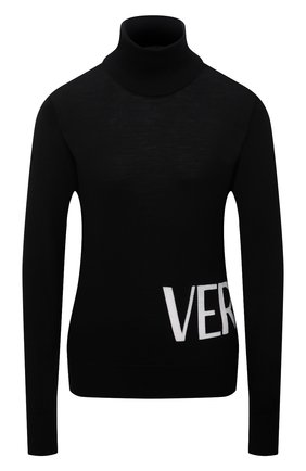 Женская шерстяная водолазка VERSACE черного цвета по цене 71600 руб., арт. 1000906/1A00647 | Фото 1 Женская шерстяная водолазка VERSACE черного цвета, арт. 1000906/1A00647 | Фото 1 (Материал внешний: Шерсть; Стили: Спорт-шик; Женское Кросс-КТ: Водолазка-одежда; Рукава: Длинные; Длина (для топов): Стандартные)