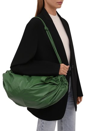 Женская сумка drawstring JIL SANDER зеленого цвета, арт. JSPT853596-WTB00106 | Фото 2 (Материал: Натуральная кожа; Размер: large; Сумки-технические: Сумки top-handle)