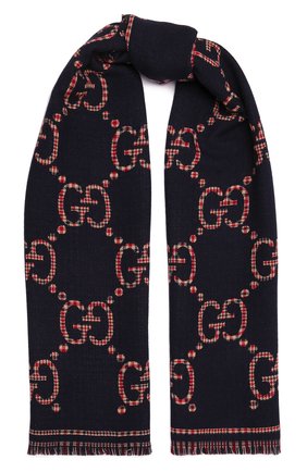 Мужской шерстяной шарф GUCCI синего цвета по цене 33900 руб., арт. 660025/4G386 | Фото 1 Мужской шерстяной шарф GUCCI синего цвета, арт. 660025/4G386 | Фото 1 (Материал: Шерсть; Кросс-КТ: шерсть)