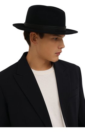 Мужская шерстяная шляпа BRIONI темно-синего цвета, арт. 04900L/01A4Q | Фото 2 (Материал: Шерсть, Текстиль)