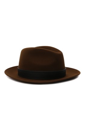 Мужская шерстяная шляпа BRIONI темно-коричневого цвета, арт. 04900L/01A4Q | Фото 1 (Материал: Шерсть, Текстиль)