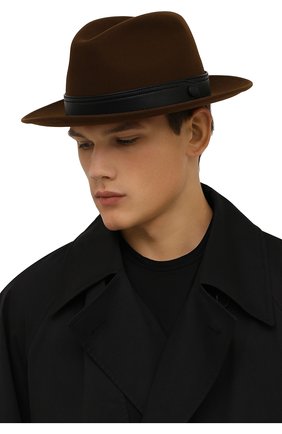 Мужская шерстяная шляпа BRIONI темно-коричневого цвета, арт. 04900L/01A4Q | Фото 2 (Материал: Шерсть, Текстиль)