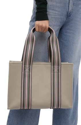 Женский сумка-шопер suitcase stripe LORO PIANA светло-зеленого цвета, арт. FAL3818 | Фото 2 (Материал: Текстиль; Сумки-технические: Сумки-шопперы; Размер: large)