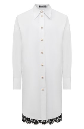 Женская рубашка из хлопка и вискозы DOLCE & GABBANA черно-белого цвета по цене 138500 руб., арт. F5060T/FU5K9 | Фото 1 Женская рубашка из хлопка и вискозы DOLCE & GABBANA черно-белого цвета, арт. F5060T/FU5K9 | Фото 1 (Рукава: Длинные; Длина (для топов): Удлиненные; Материал внешний: Хлопок; Женское Кросс-КТ: Рубашка-одежда; Принт: Без принта; Стили: Кэжуэл)