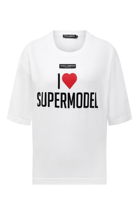 Женская хлопковая футболка DOLCE & GABBANA белого цвета по цене 42900 руб., арт. F8048T/FU7EQ | Фото 1 Женская хлопковая футболка DOLCE & GABBANA белого цвета, арт. F8048T/FU7EQ | Фото 1 (Длина (для топов): Стандартные; Материал внешний: Хлопок; Рукава: Короткие; Женское Кросс-КТ: Футболка-одежда; Принт: С принтом; Стили: Спорт-шик)