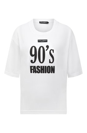 Женская хлопковая футболка DOLCE & GABBANA белого цвета по цене 47100 руб., арт. F8049T/HU7H8 | Фото 1 Женская хлопковая футболка DOLCE & GABBANA белого цвета, арт. F8049T/HU7H8 | Фото 1 (Материал внешний: Хлопок; Рукава: Короткие; Длина (для топов): Стандартные; Женское Кросс-КТ: Футболка-одежда; Принт: С принтом; Стили: Спорт-шик)