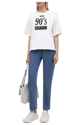 Женская хлопковая футболка DOLCE & GABBANA белого цвета по цене 47100 руб., арт. F8049T/HU7H8 | Фото 2 Женская хлопковая футболка DOLCE & GABBANA белого цвета, арт. F8049T/HU7H8 | Фото 2 (Материал внешний: Хлопок; Рукава: Короткие; Длина (для топов): Стандартные; Женское Кросс-КТ: Футболка-одежда; Принт: С принтом; Стили: Спорт-шик)