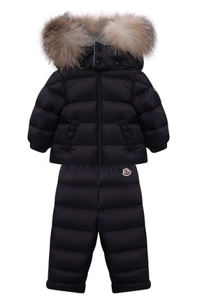 Детского комплект из куртки и комбинезона MONCLER темно-синего цвета по цене 64800 руб., арт. G2-951-1F504-02-53079/9-12M | Фото 1 Детского комплект из куртки и комбинезона MONCLER темно-синего цвета, арт. G2-951-1F504-02-53079/9-12M | Фото 1 (Материал подклада: Хлопок; Рукава: Длинные; Материал утеплителя: Пух и перо; Материал внешний: Синтетический материал; Ростовка одежда: 6 мес | 68 см, 9 мес | 74 см)