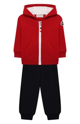 Детский комплект и толстовки и брюк MONCLER красного цвета по цене 33500 руб., арт. G2-951-8M769-20-80996 | Фото 1 Детский комплект и толстовки и брюк MONCLER красного цвета, арт. G2-951-8M769-20-80996 | Фото 1 (Рукава: Длинные; Материал внешний: Хлопок; Кросс-КТ НВ: Костюм; Ростовка одежда: 12 мес | 80 см, 18 мес | 86 см, 24 мес | 92 см, 36 мес | 98 см, 6 мес | 68 см, 9 мес | 74 см)