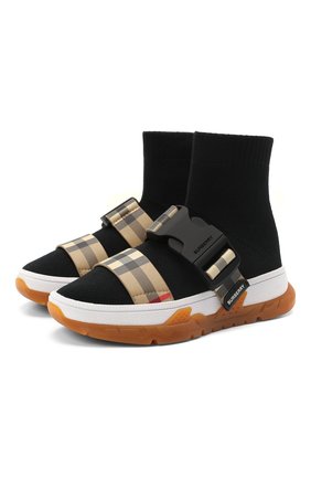 Детские текстильные кроссовки BURBERRY черного цвета по цене 42250 руб., арт. 8041008 | Фото 1 Детские текстильные кроссовки BURBERRY черного цвета, арт. 8041008 | Фото 1 (Материал внутренний: Натуральная кожа; Материал внешний: Текстиль; Длина стельки: 17,5)