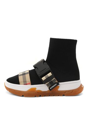 Детские текстильные кроссовки BURBERRY черного цвета по цене 42250 руб., арт. 8041008 | Фото 2 Детские текстильные кроссовки BURBERRY черного цвета, арт. 8041008 | Фото 2 (Материал внутренний: Натуральная кожа; Материал внешний: Текстиль; Длина стельки: 17,5)
