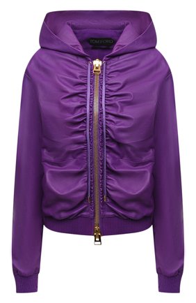 Женская кожаная куртка TOM FORD фиолетового цвета, арт. CSL682-LEX228 | Фото 1 (Кросс-КТ: Куртка; Рукава: Длинные; Стили: Гранж; Материал внешний: Натуральная кожа; Женское Кросс-КТ: Замша и кожа; Длина (верхняя одежда): Короткие; Материал подклада: Шелк)