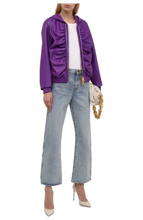 Женская кожаная куртка TOM FORD фиолетового цвета, арт. CSL682-LEX228 | Фото 2 (Кросс-КТ: Куртка; Рукава: Длинные; Стили: Гранж; Материал внешний: Натуральная кожа; Женское Кросс-КТ: Замша и кожа; Длина (верхняя одежда): Короткие; Материал подклада: Шелк)