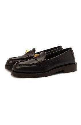 Женские кожаные лоферы roman stud VALENTINO темно-коричневого цвета по цене 59950 руб., арт. WW2S0CJ0/DSD | Фото 1 Женские кожаные лоферы roman stud VALENTINO темно-коричневого цвета, арт. WW2S0CJ0/DSD | Фото 1 (Материал внутренний: Натуральная кожа; Каблук высота: Низкий; Подошва: Плоская)