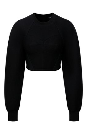 Женский пуловер DOLCE & GABBANA черного цвета по цене 66200 руб., арт. F9J59T/HUMLX | Фото 1 Женский пуловер DOLCE & GABBANA черного цвета, арт. F9J59T/HUMLX | Фото 1 (Рукава: Длинные; Материал подклада: Хлопок; Длина (для топов): Укороченные; Материал внешний: Синтетический материал; Женское Кросс-КТ: Пуловер-одежда; Стили: Романтичный)