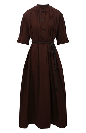 Женское хлопковое платье JIL SANDER коричневого цвета по цене 159500 руб., арт. JSCT500504-WT244200 | Фото 1 Женское хлопковое платье JIL SANDER коричневого цвета, арт. JSCT500504-WT244200 | Фото 1 (Длина Ж (юбки, платья, шорты): Миди; Материал внешний: Хлопок; Рукава: 3/4; Женское Кросс-КТ: Платье-одежда, платье-рубашка; Случай: Повседневный; Стили: Кэжуэл)