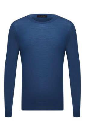Мужской шерстяной джемпер ERMENEGILDO ZEGNA синего цвета по цене 71950 руб., арт. UYM00/110 | Фото 1 Мужской шерстяной джемпер ERMENEGILDO ZEGNA синего цвета, арт. UYM00/110 | Фото 1 (Материал внешний: Шерсть; Мужское Кросс-КТ: Джемперы; Длина (для топов): Стандартные; Рукава: Длинные; Вырез: Круглый; Стили: Кэжуэл; Принт: Без принта)