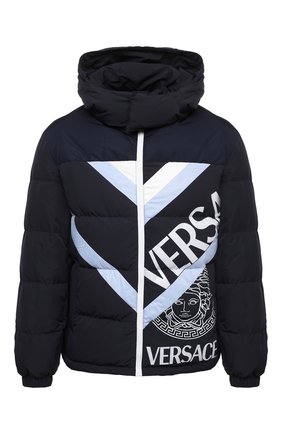 Мужская пуховая куртка VERSACE черного цвета по цене 152500 руб., арт. 1001034/1A00691 | Фото 1 Мужская пуховая куртка VERSACE черного цвета, арт. 1001034/1A00691 | Фото 1 (Рукава: Длинные; Материал внешний: Синтетический материал; Материал подклада: Синтетический материал; Длина (верхняя одежда): Короткие; Материал утеплителя: Пух и перо; Кросс-КТ: Куртка; Мужское Кросс-КТ: пуховик-короткий; Стили: Кэжуэл)
