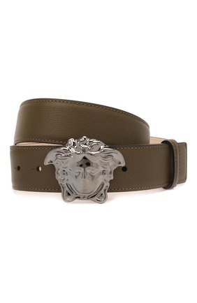 Мужской кожаный ремень VERSACE хаки цвета по цене 47350 руб., арт. 1001340/1A00593 | Фото 1 Мужской кожаный ремень VERSACE хаки цвета, арт. 1001340/1A00593 | Фото 1 (Случай: Повседневный; Материал: Натуральная кожа)