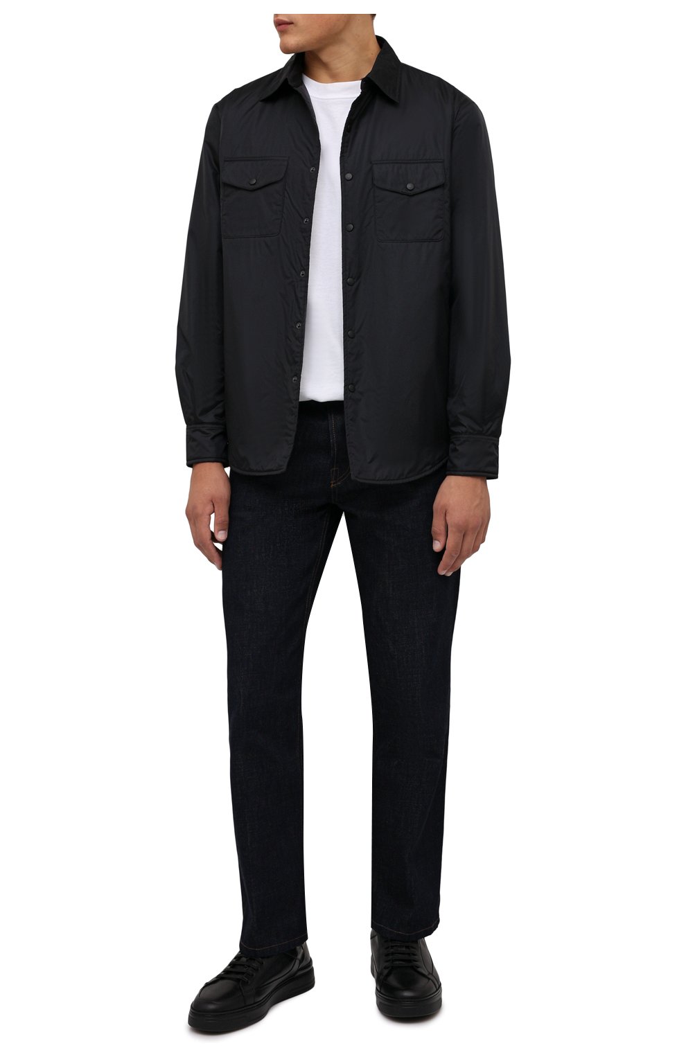 Мужская утепленная куртка-рубашка ASPESI черного цвета, арт. W1 I I029 7961 | Фото 2 (Кросс-КТ: Куртка; Рукава: Длинные; Материал внешний: Синтетический материал; Мужское Кросс-КТ: утепленные куртки; Материал подклада: Синтетический материал; Длина (верхняя одежда): Короткие; Стили: Кэжуэл)